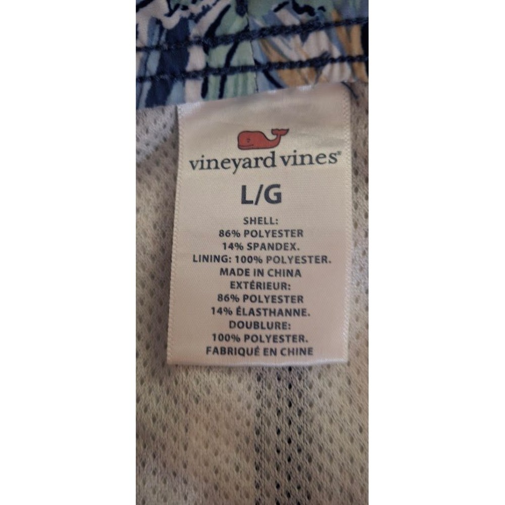 Vineyard Vines Mens Large BlueGreen Surfboard Palm Tree Print Swim Trunks Shorts - Picture 5 of 6
